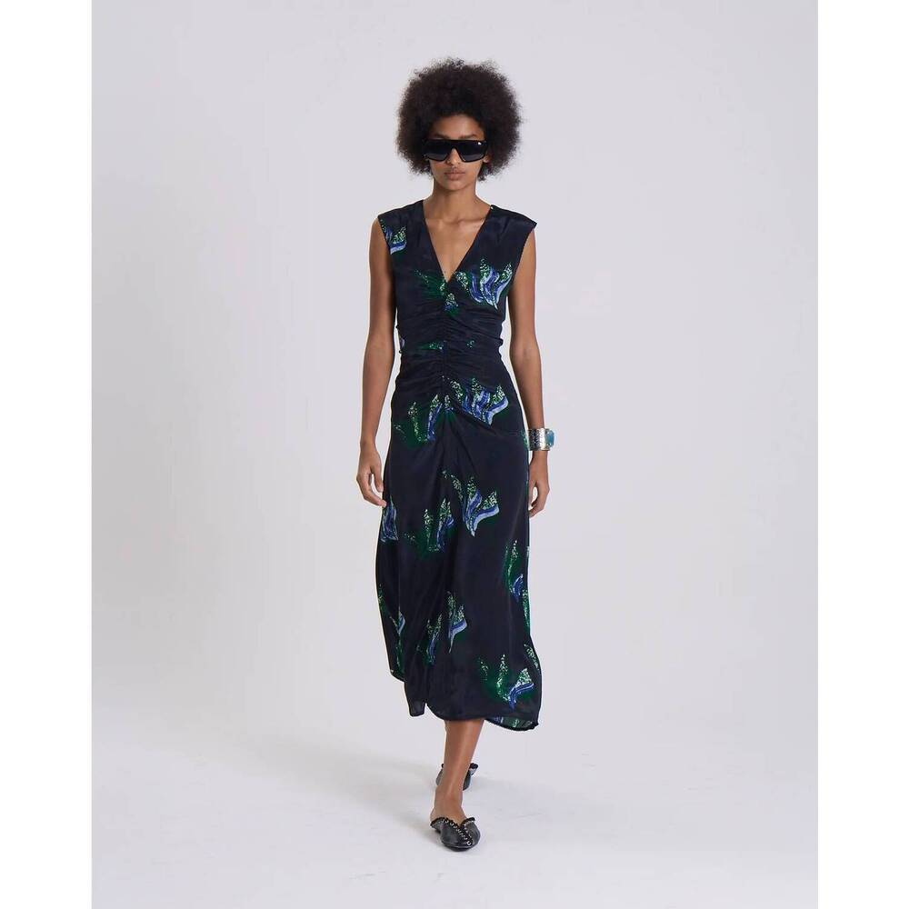 NEW MARIA CHER tora midi dress in blue